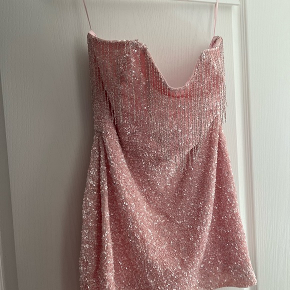 Retrofete Cassandra Sequin Fringe Dress, XL (US10/12) | Pink - Picture 5 of 6